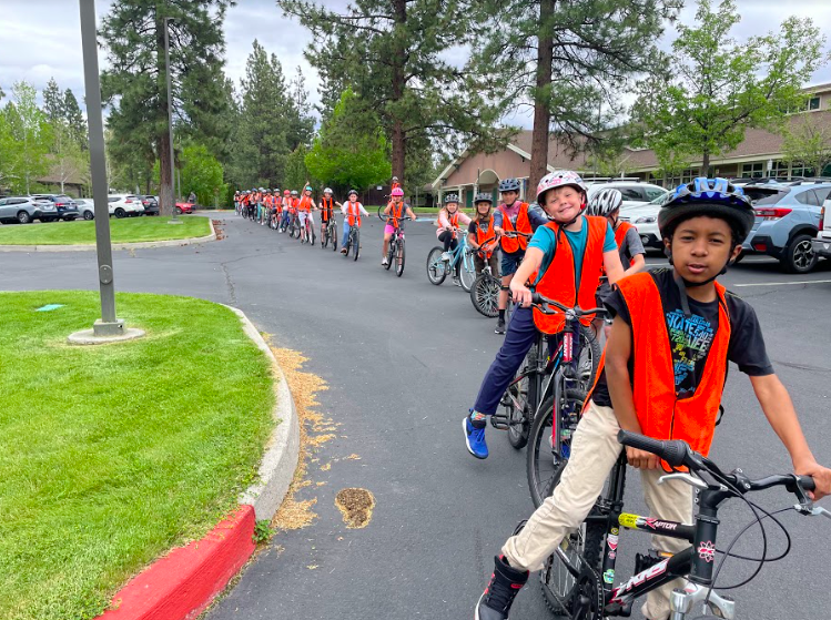 Bike Safety class ready to head out into the neighborhood to test out their skills!